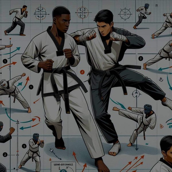 Quelles sont les méthodes pour affiner la stratégie de combat à distance en Taekwondo ITF?